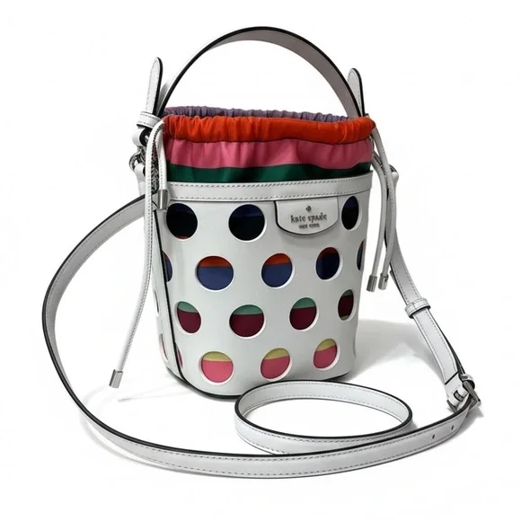 Kate Spade Novelty Pippa Perforated Dot Bucket Crossbody Bag ♠️ - Picture 2 of 10